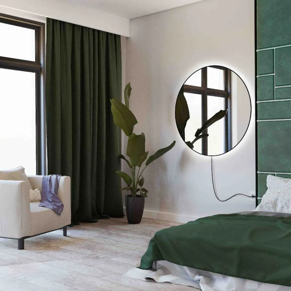 Lustro okrągłe RUBINO ELECTRIC 90 wiszące z oświetleniem LED | MIRAT. w stylu  kolekcja RUBINO