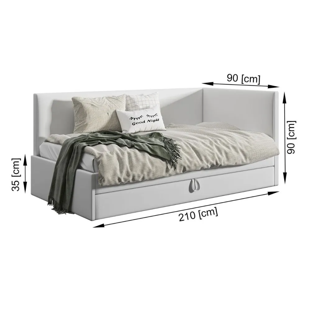 Łóżko młodzieżowe AURA 2 80x200 beżowe, tapicerowane szufladą I sklep meblowy MIRAT.