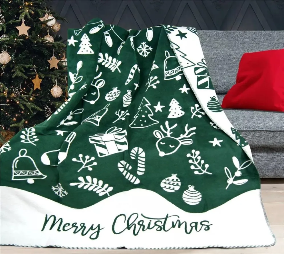 Koc FULL ŚWIĘTA 150x200 zielony/biały ciepły I sklep meblowy MIRAT. styl GLAMOUR kolekcja GRENO WINTER