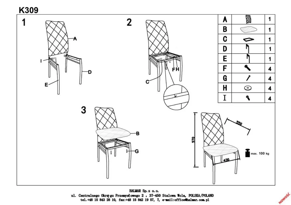 Instrukcja montażu krzesła K309