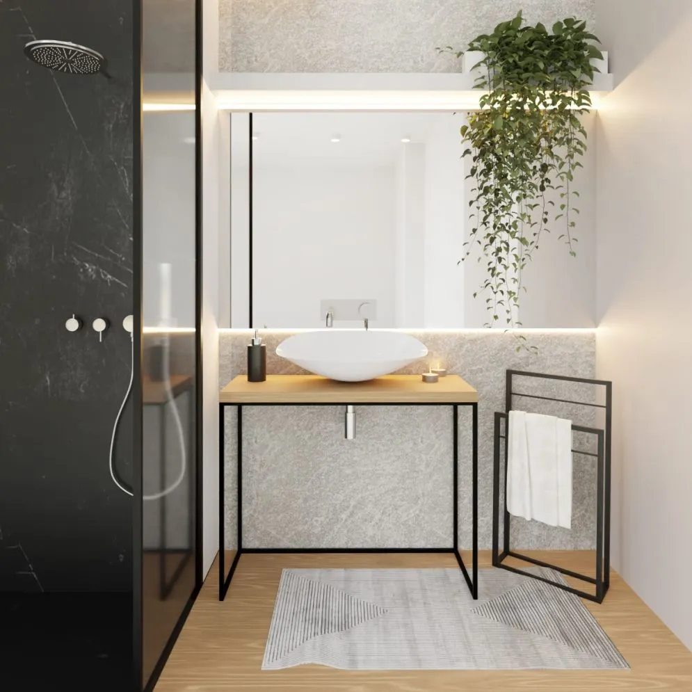 Szafka pod umywalkę nablatową ANDY 95 cm czarny/dąb nowoczesna I sklep meblowy MIRAT. styl LOFT