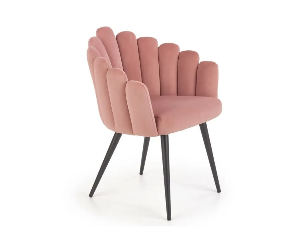 Krzesło K410 różowe tapicerowane muszelka | MIRAT. w stylu GLAMOUR kolekcja
