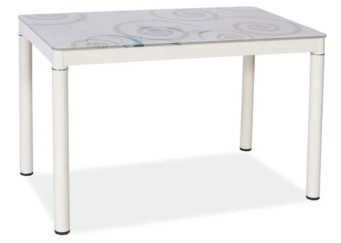 Kremowy stół szklany nowoczesny z metalowymi nogami DAMAR