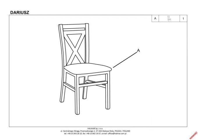 Krzesło DARIUSZ dąb miodowy drewniane z krzyżakiem | MIRAT. w stylu KLASYCZNY kolekcja DARIUSZ