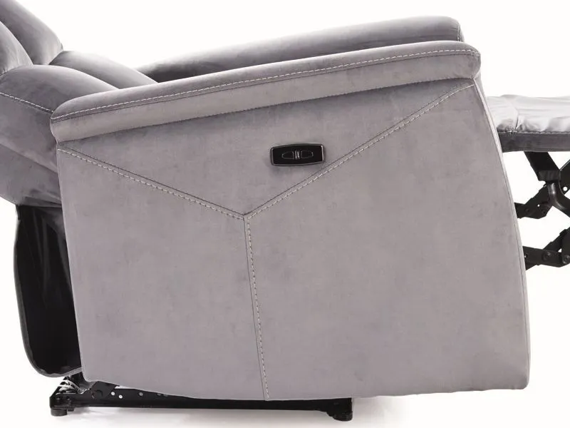 Fotel rozkładany NEPTUN VELVET szary tapicerowany aksamitem | MIRAT.