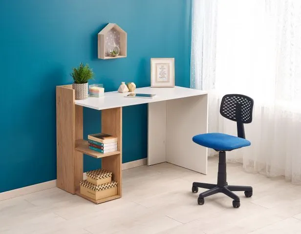 Młodzieżowe biurko FINO dąb złoty/biały