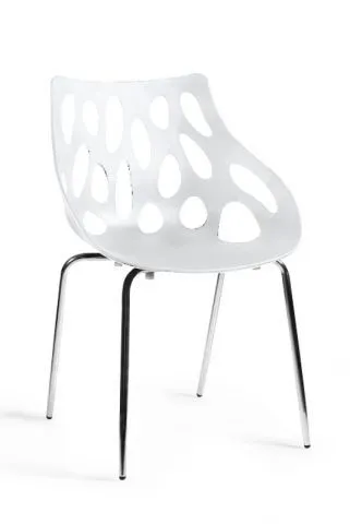 Białe plastikowe krzesło z otworami AREA
