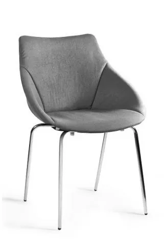 Jasno szare tapicerowane krzesło z metalowymi nogami LUMI