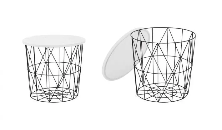 Biała ława metalowy kosz w stylu loft MARIFFA