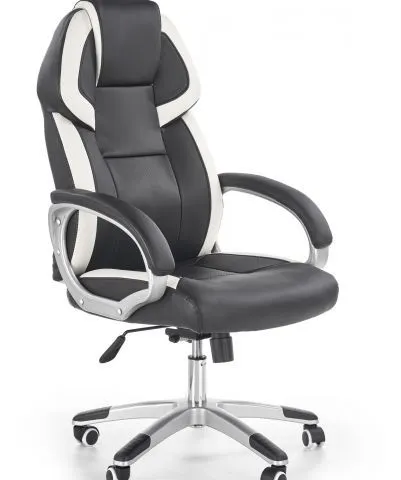 Czarny biały fotel komputerowy do biura BARTON
