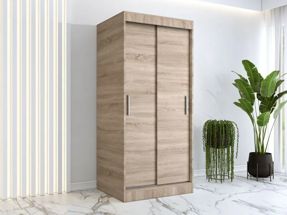 Szafa przesuwna MODUO COMFORT 90 dąb sonoma gładka do sypialni | MIRAT. w stylu kolekcja MODUO COMFORT