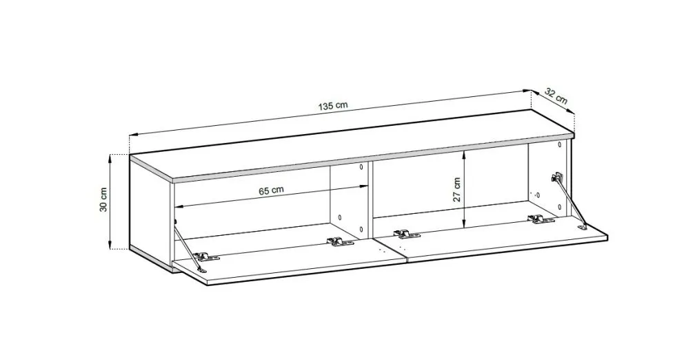 Szafka RTV KARL 135cm wisząca/stojąca szary mat push to open I sklep meblowy MIRAT. styl GLAMOUR