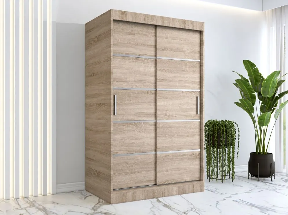 Szafa przesuwna MODUO COMFORT 120 dąb sonoma z listwami | MIRAT. w stylu  kolekcja MODUO COMFORT