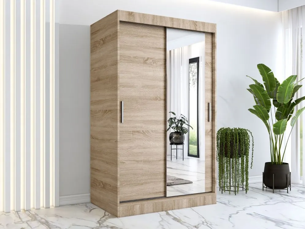 Szafa przesuwna MODUO COMFORT 120 dąb sonoma gładka z lustrem | MIRAT. w stylu  kolekcja MODUO COMFORT
