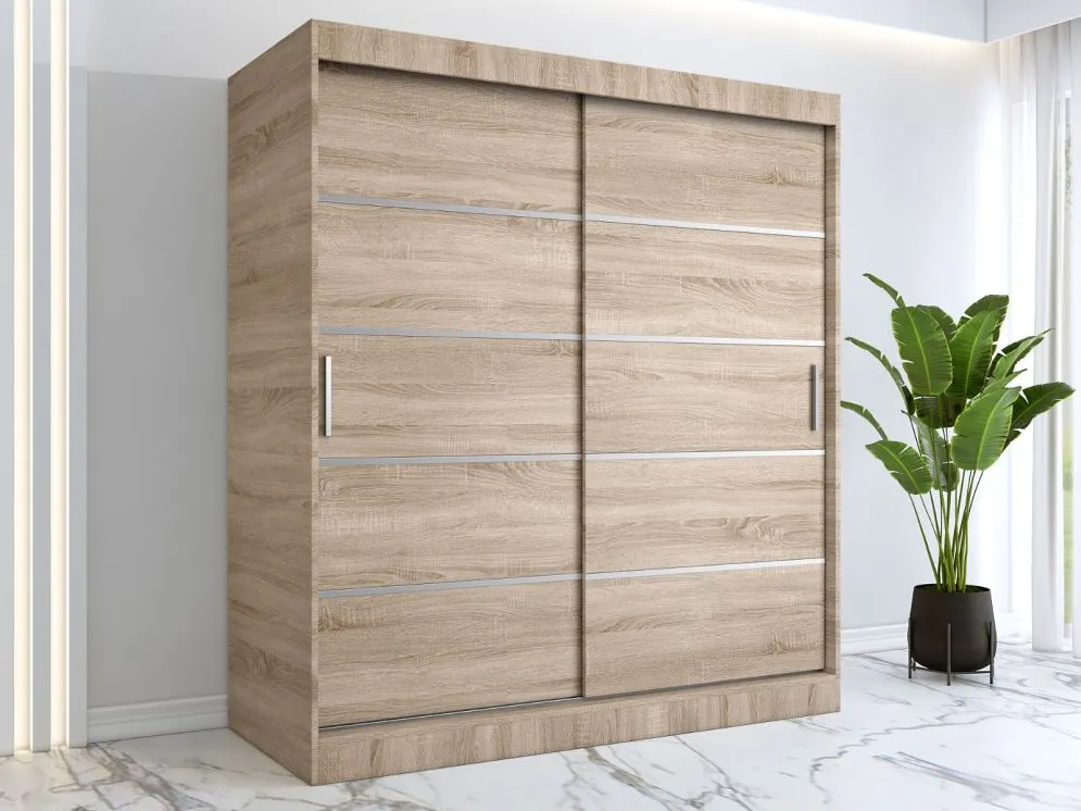 Szafa przesuwna MODUO COMFORT 180 dąb sonoma z listwami | MIRAT.  kolekcja MODUO COMFORT