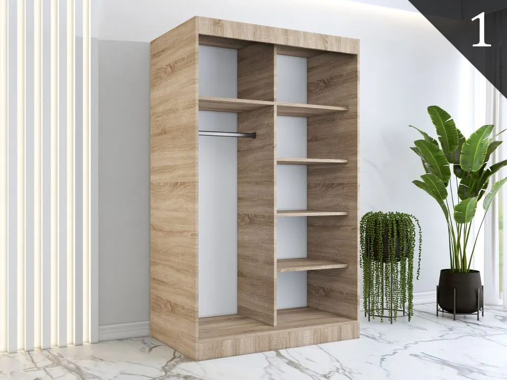 Korpus szafy MODUO COMFORT 120 dąb sonoma z półkami i drążkami | MIRAT.  kolekcja MODUO COMFORT