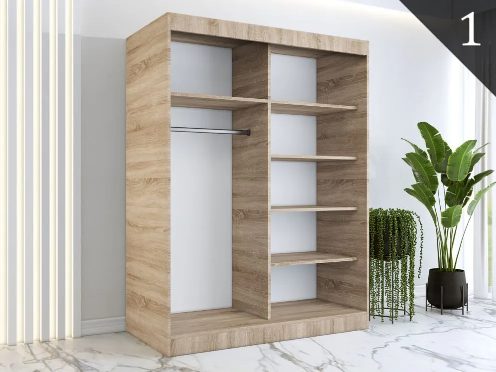 Korpus szafy MODUO COMFORT 150 dąb sonoma z półkami i drążkami | MIRAT.  kolekcja MODUO COMFORT