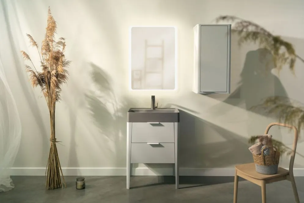 Umywalka meblowa kwarcowa VIBE 60 cm beton mat bez otworu | MIRAT