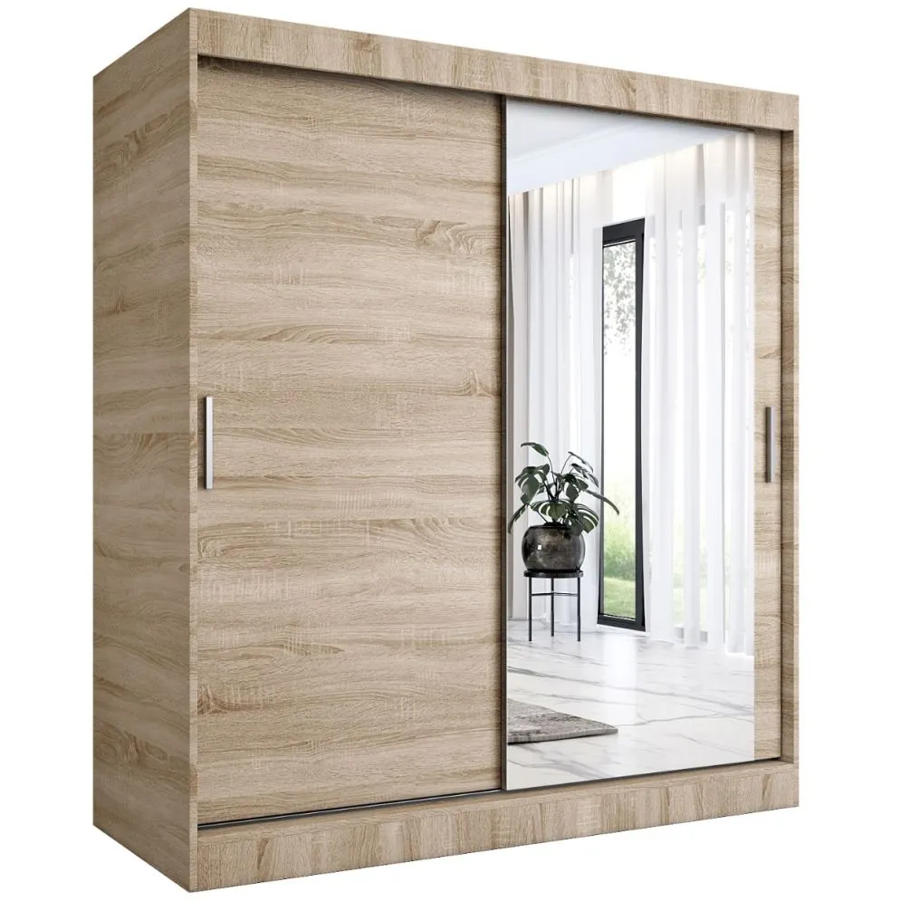 Szafa przesuwna MODUO COMFORT 180 dąb sonoma gładka z lustrem | MIRAT.  kolekcja MODUO COMFORT