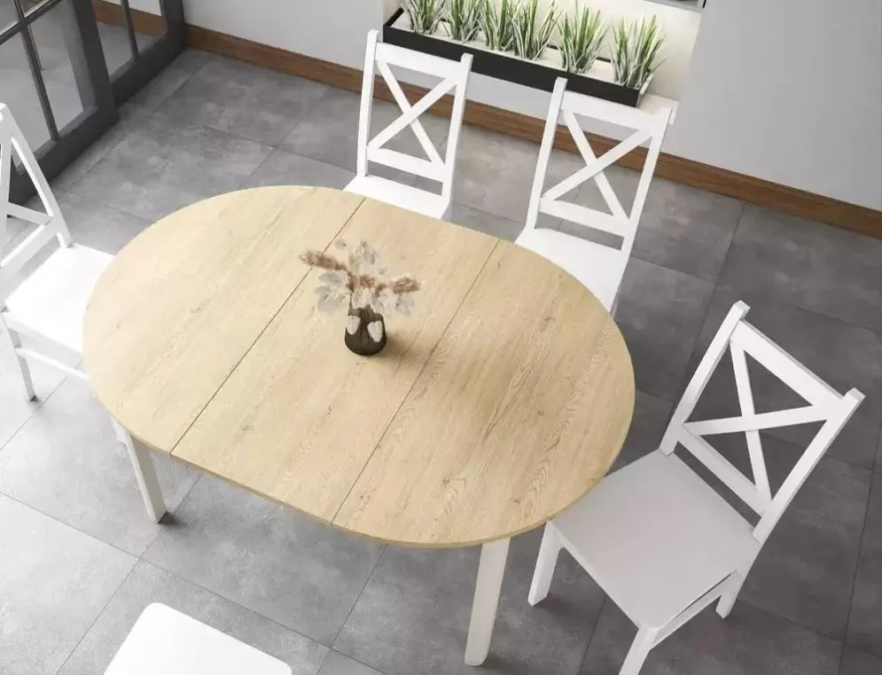 Okrągły stół rozkładany Dante 102(144)x102 cm dąb kaszmir | MIRAT styl SKANDYNAWSKI