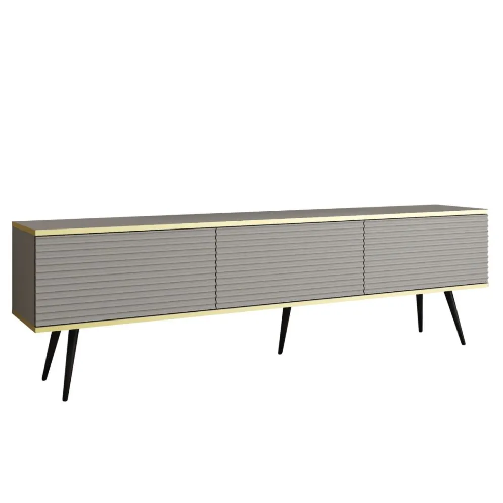 Szafka RTV KARL 3D 175cm wisząca/stojąca szary mat ryflowana I sklep meblowy MIRAT. styl GLAMOUR, RYFLOWANY