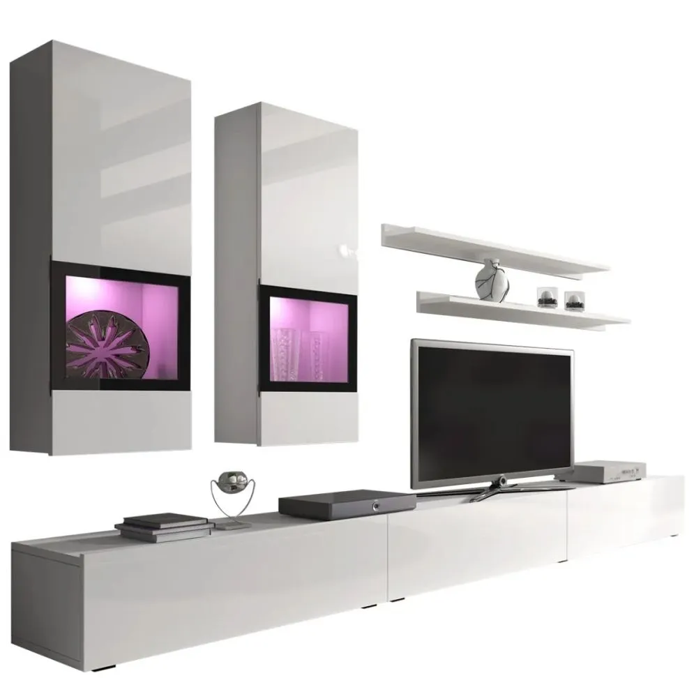 Meblościanka BAROS biała połysk HELVETIA | MIRAT. styl GLAMOUR kolekcja BAROS