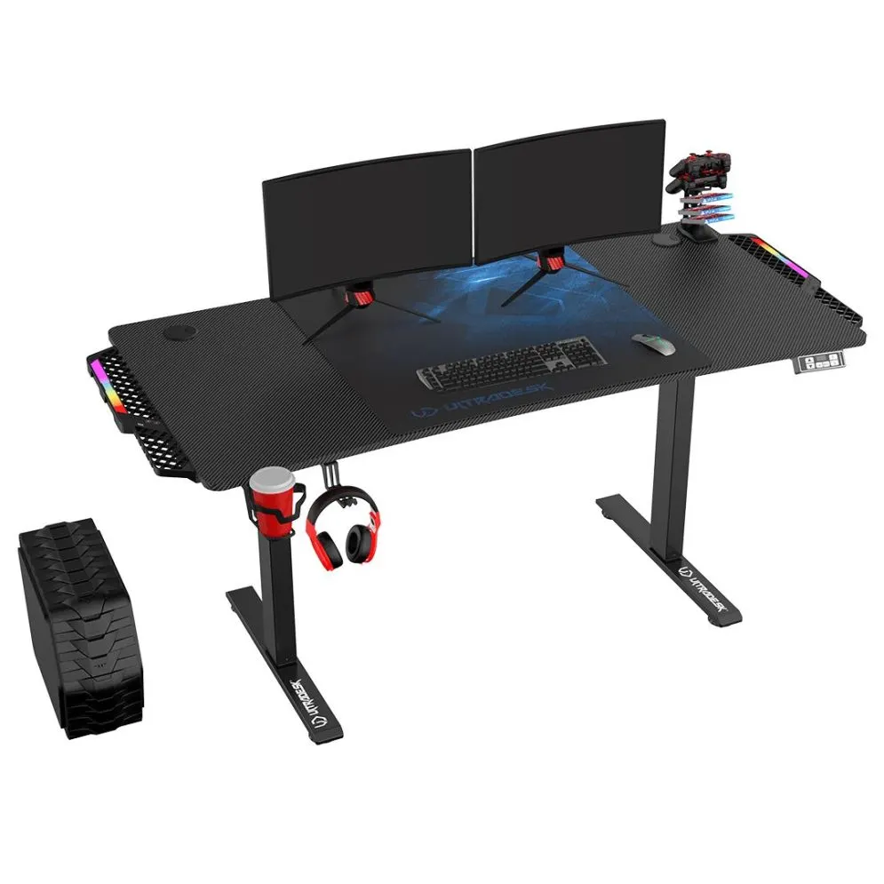 Biurko gamingowe LEVEL V2 LED niebieskie ULTRADESK | MIRAT.