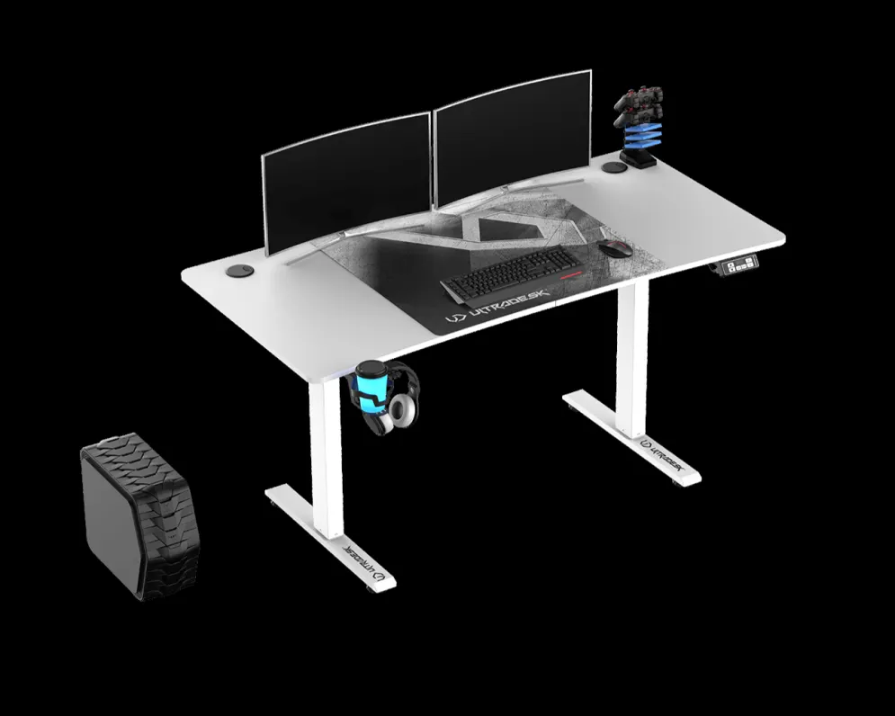 Biurko gamingowe LEVEL V2 LED białe ULTRADESK | MIRAT.
