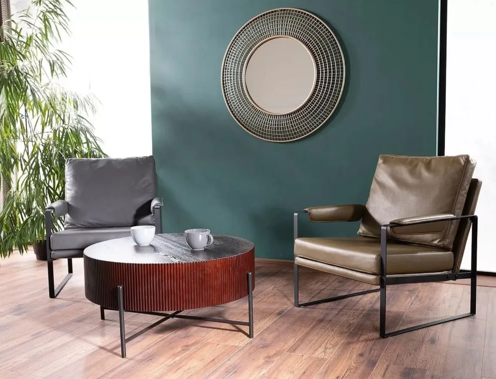 Stolik kawowy TUCA 80x80 orzech industrialny I sklep meblowy MIRAT. styl LOFT