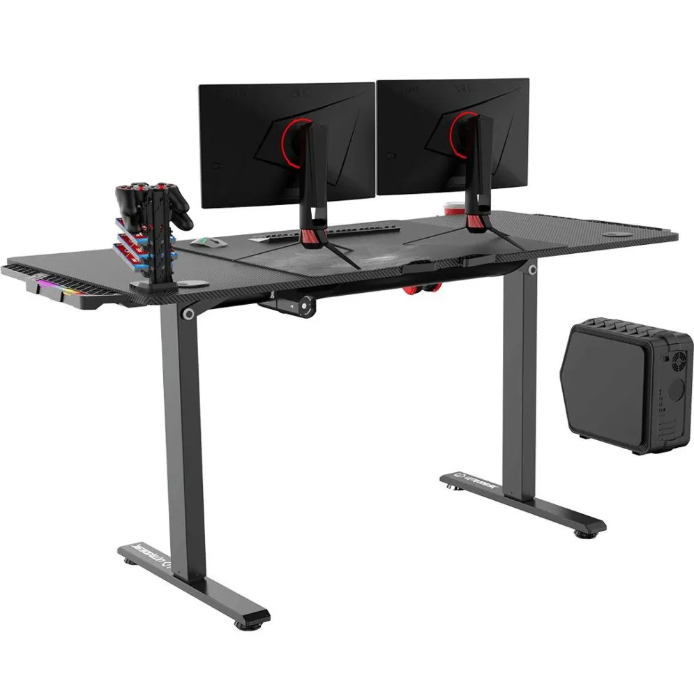 Biurko gamingowe LEVEL V2 LED czarne ULTRADESK | MIRAT.