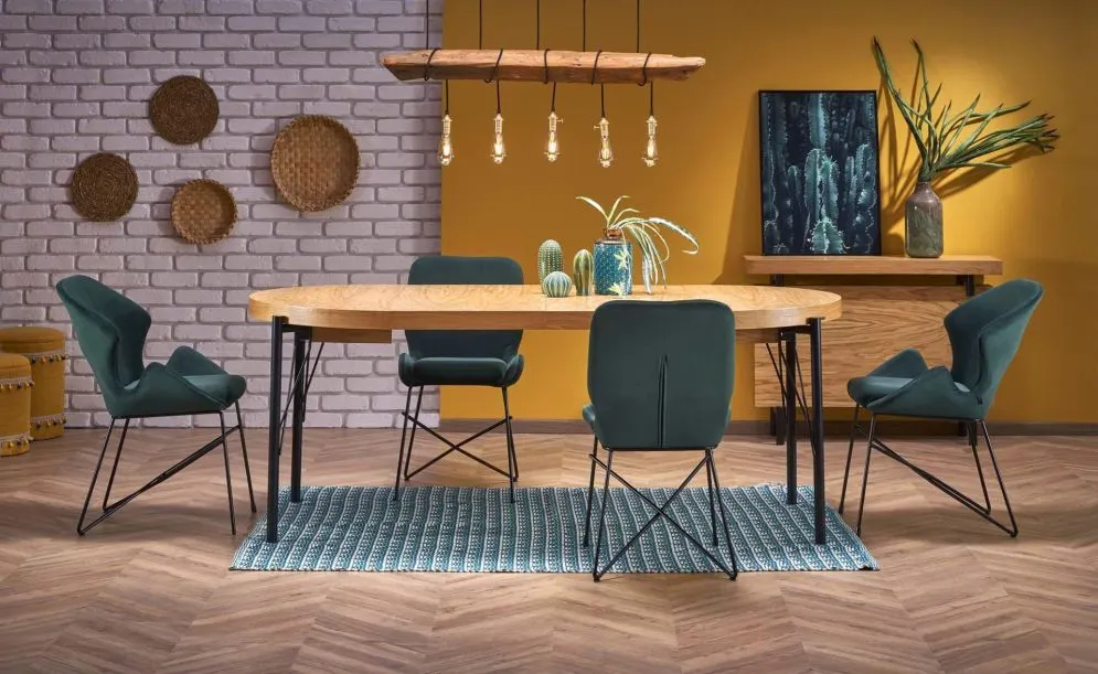 Krzesło tapicerowane K454 VELVET ciemnozielone na metalowych nogach | MIRAT. styl LOFT