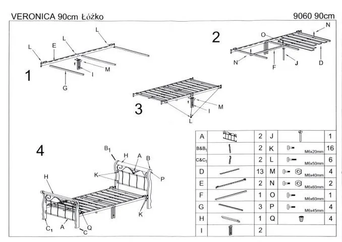 Instrukcja montażu łóżka VERONICA 90