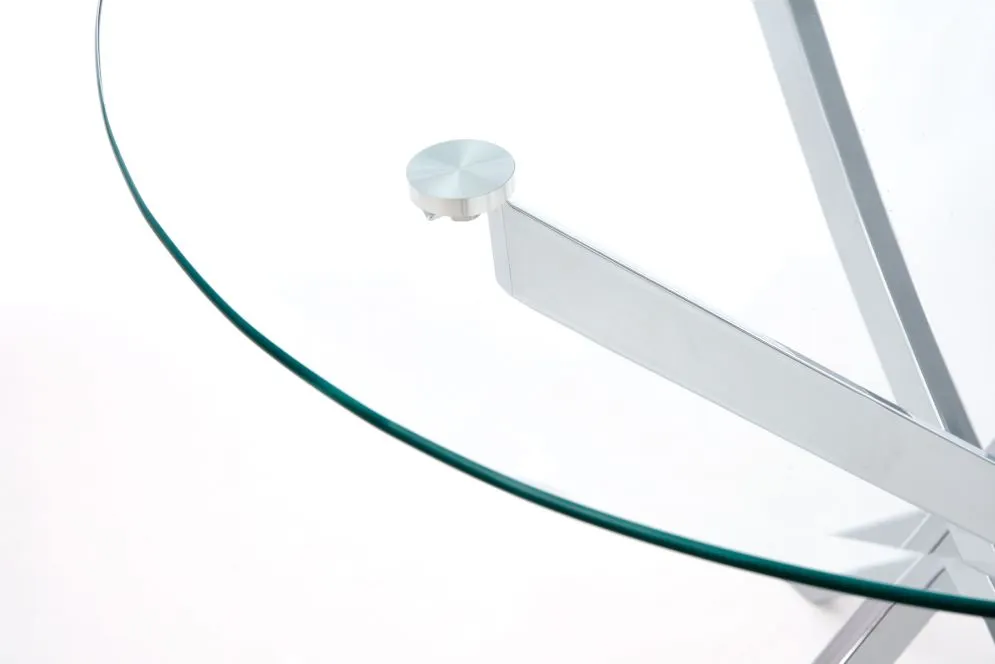 Stół RAYMOND okrągły ze szklanym blatem | MIRAT. styl GLAMOUR