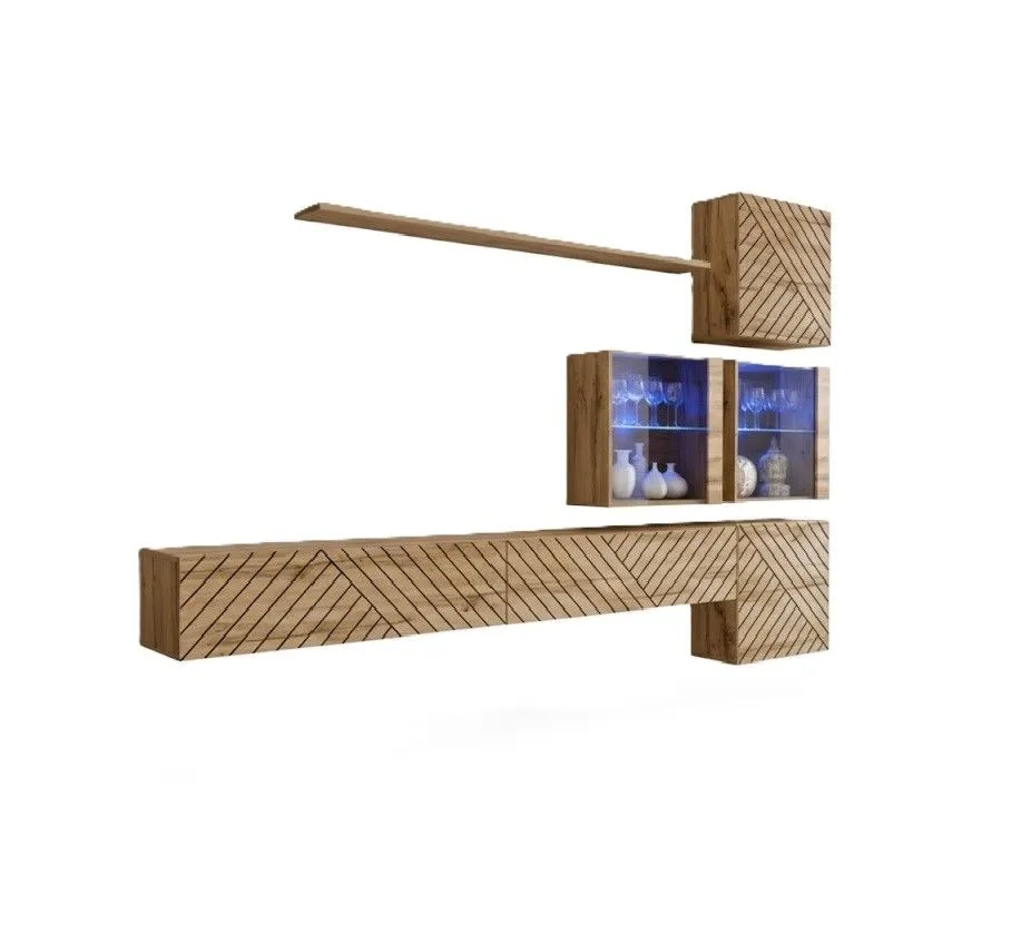 Meblościanka SWITCH LAMEL XIX dąb wotan ryflowane fronty I sklep meblowy MIRAT. styl RYFLOWANY kolekcja SWITCH LAMEL