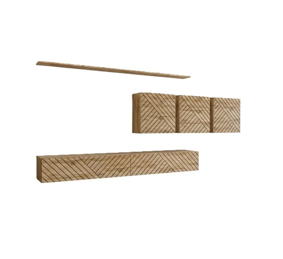 Meblościanka SWITCH LAMEL VII dąb wotan ozdobne fronty I sklep meblowy MIRAT. styl RYFLOWANY kolekcja SWITCH LAMEL