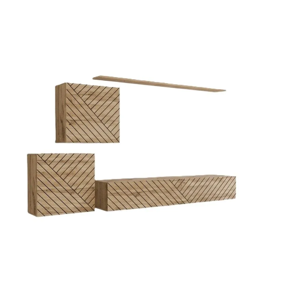 Meblościanka SWITCH LAMEL V dąb wotan z ryflowanymi frontami I sklep meblowy MIRAT. styl RYFLOWANY kolekcja SWITCH LAMEL