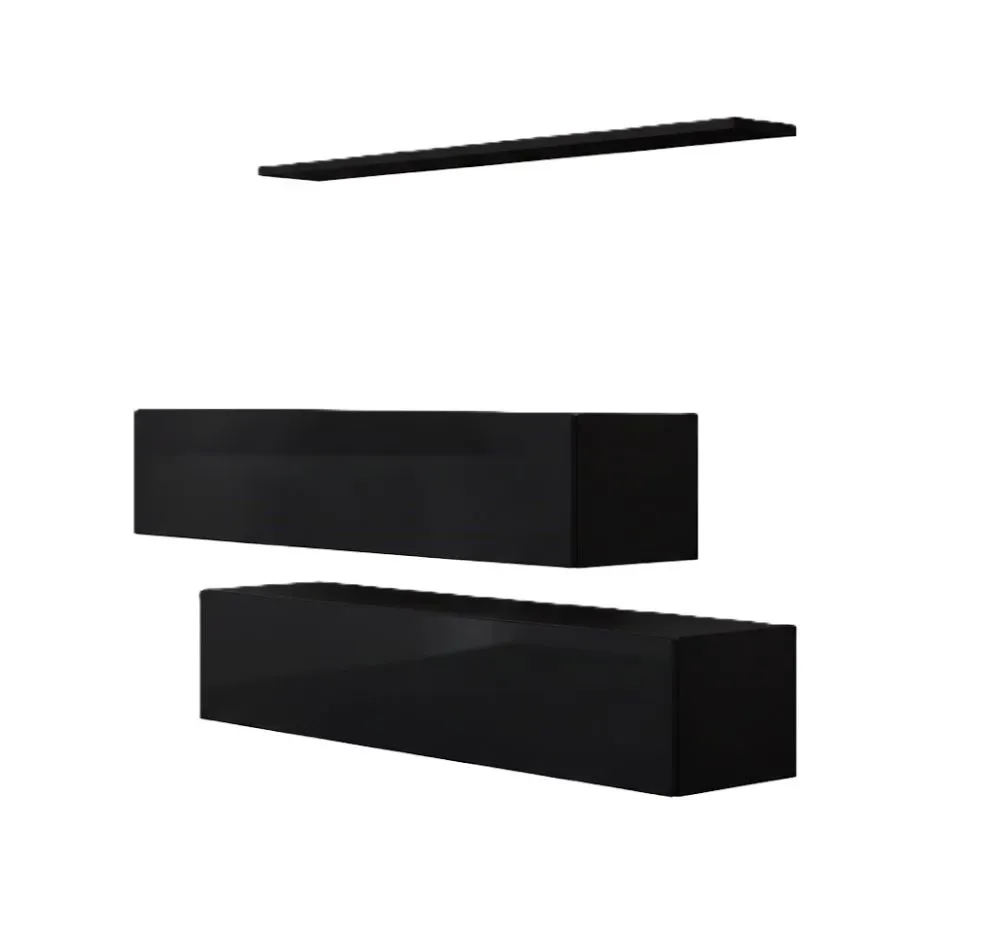 Meblościanka SWITCH SB II czarny mat/czarny połysk wisząca | MIRAT. kolekcja SWITCH