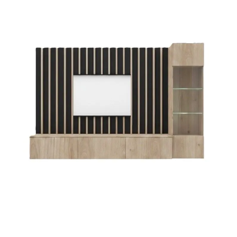 Meblościanka VERTI hickory jackson/czarna z podświetleniem LED I sklep meblowy MIRAT. kolekcja VERTI