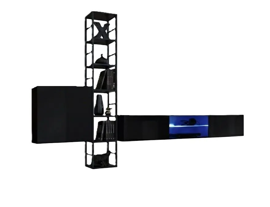 Meblościanka SWITCH MET VI czarny połysk do eleganckiego salonu | MIRAT. kolekcja SWITCH MET