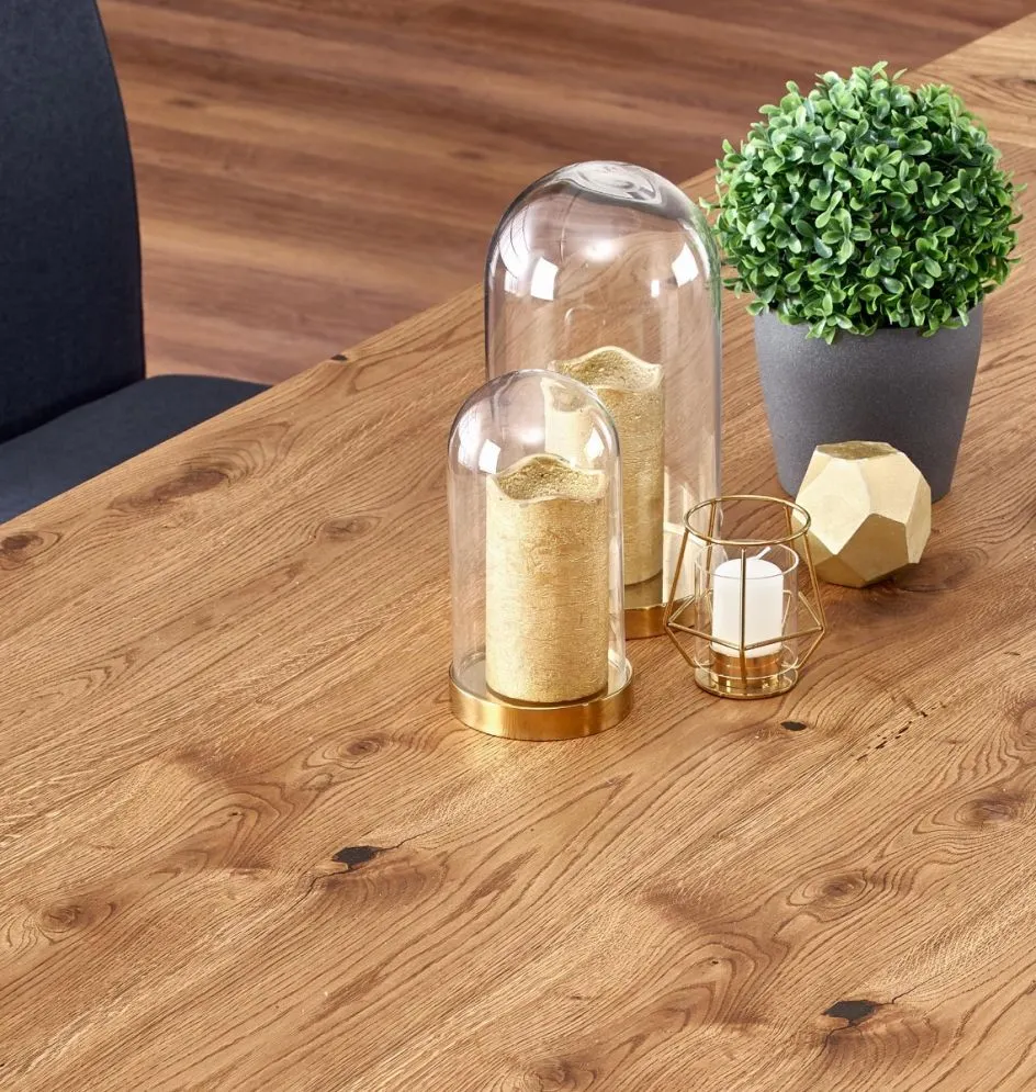 Stół PEREZ 160(250)x90 jasny dąb fornirowany na metalowej podstawie | MIRAT. w stylu LOFT kolekcja