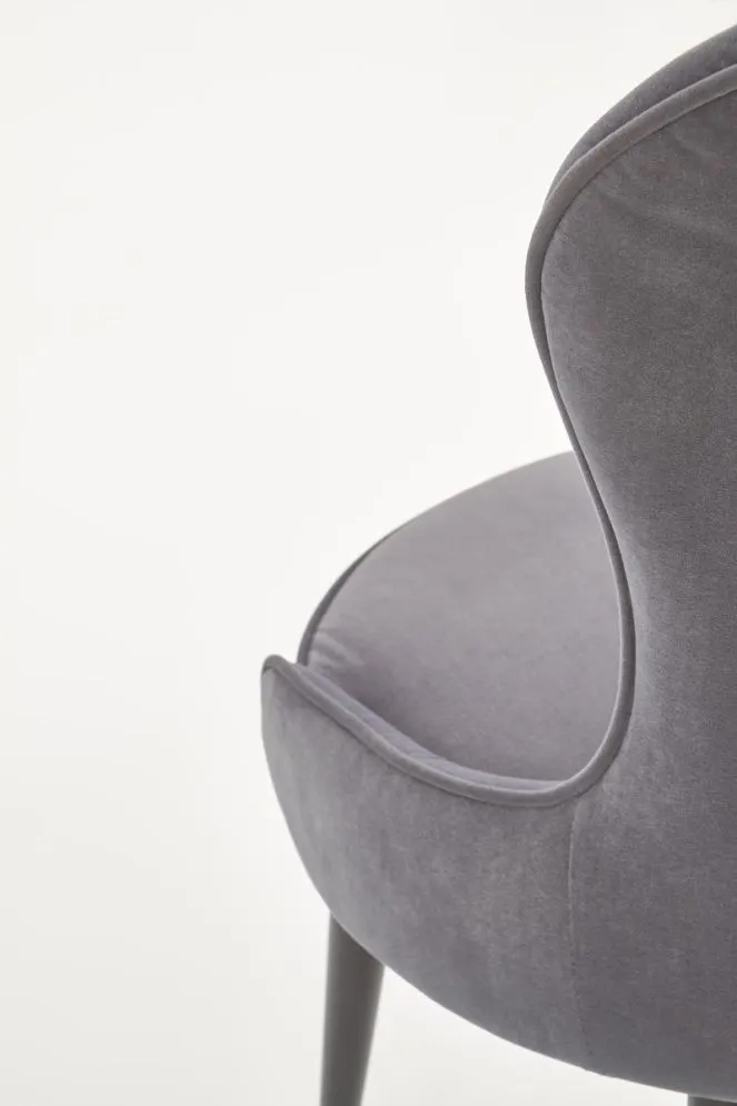 Krzesło K366 VELVET szare z przeszyciami tapicerowane aksamitem | MIRAT. styl GLAMOUR