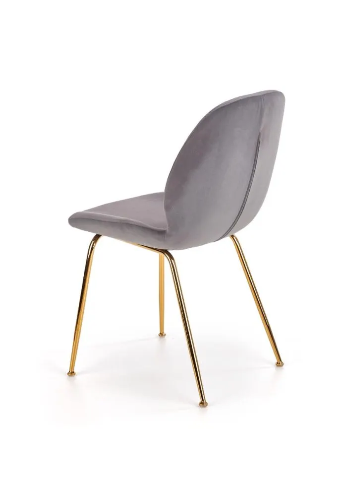 Krzesło K381 VELVET szare/złote tapicerowane aksamitem | MIRAT. styl GLAMOUR