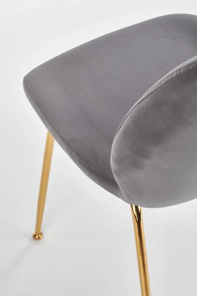 Krzesło K381 VELVET szare/złote tapicerowane aksamitem | MIRAT. styl GLAMOUR