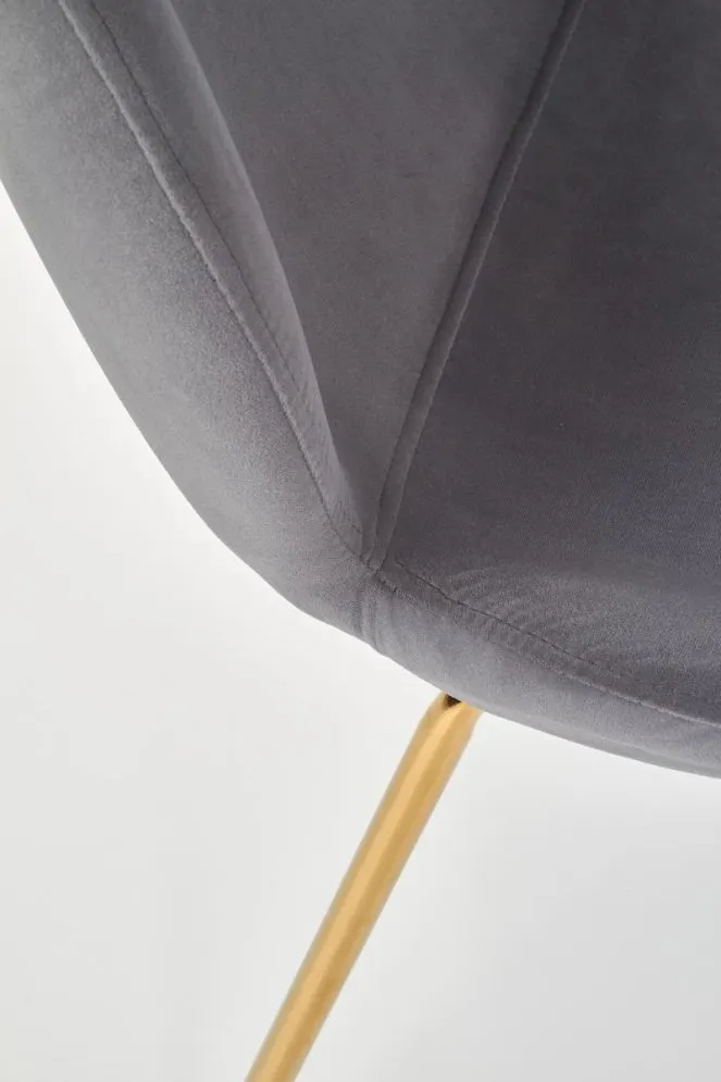 Krzesło K381 VELVET szare/złote tapicerowane aksamitem | MIRAT. styl GLAMOUR