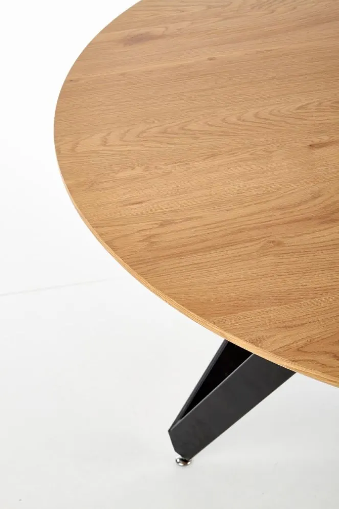 Stół MOZAMBIK 120x120 dąb/czarny okrągły do salonu | MIRAT. styl LOFT