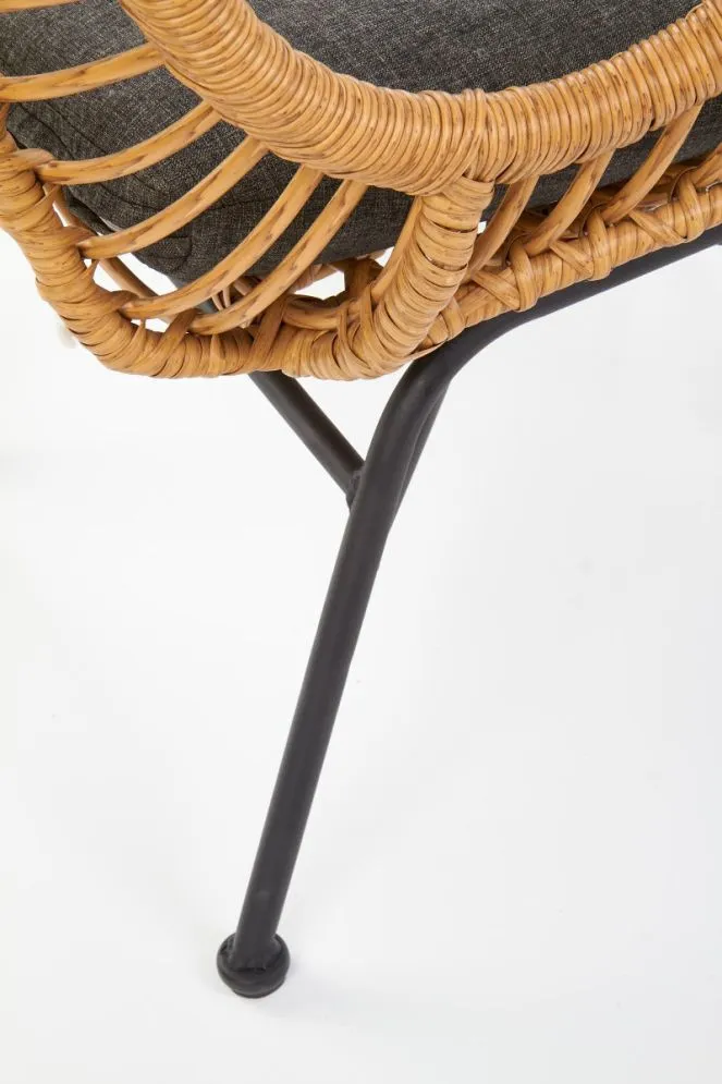 Fotel IKARO rattanowy z szarą poduszką | MIRAT.