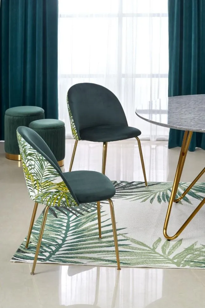 Stół BONELLO 120 okrągły szary marmur na złotych nogach | MIRAT. w stylu GLAMOUR kolekcja