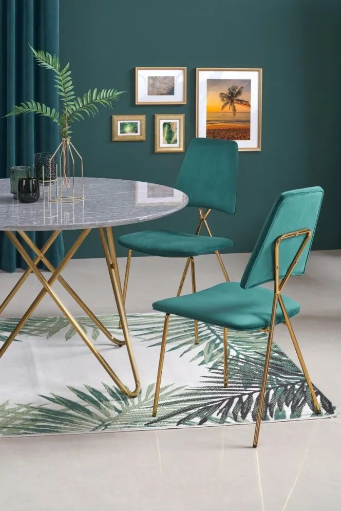 Stół BONELLO 120 okrągły szary marmur na złotych nogach | MIRAT. w stylu GLAMOUR kolekcja