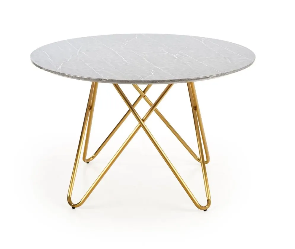 Stół BONELLO 120 okrągły szary marmur na złotych nogach | MIRAT. w stylu GLAMOUR kolekcja