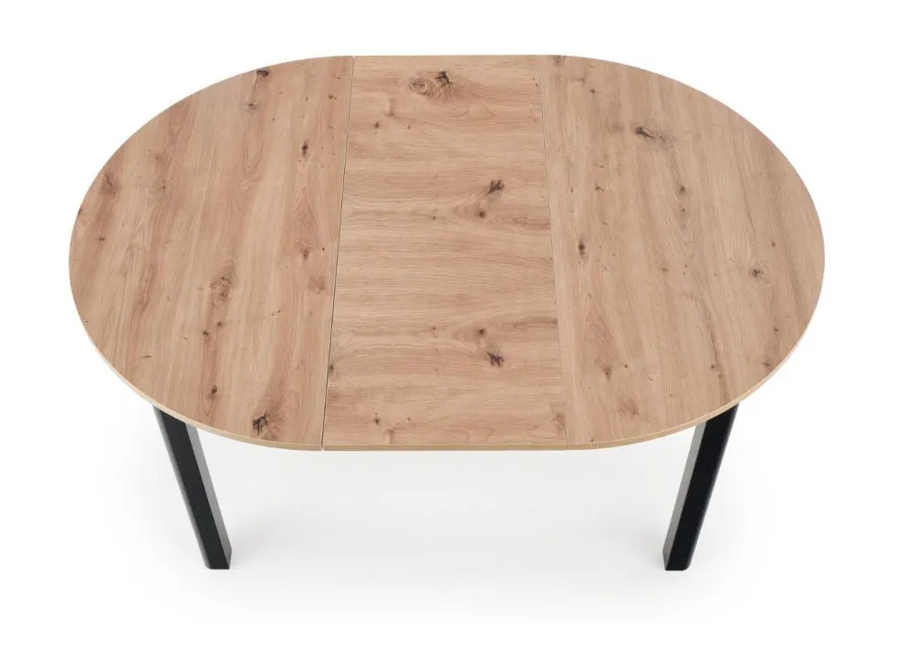 Stół RINGO 102(142)x102 dąb/czarny rozkładany okrągły | MIRAT.